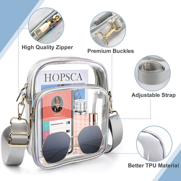 Clear Purse Tpu Clear Bag Stadium Aroved Transparent Crossbody Bag :| - Picture 5 of 7